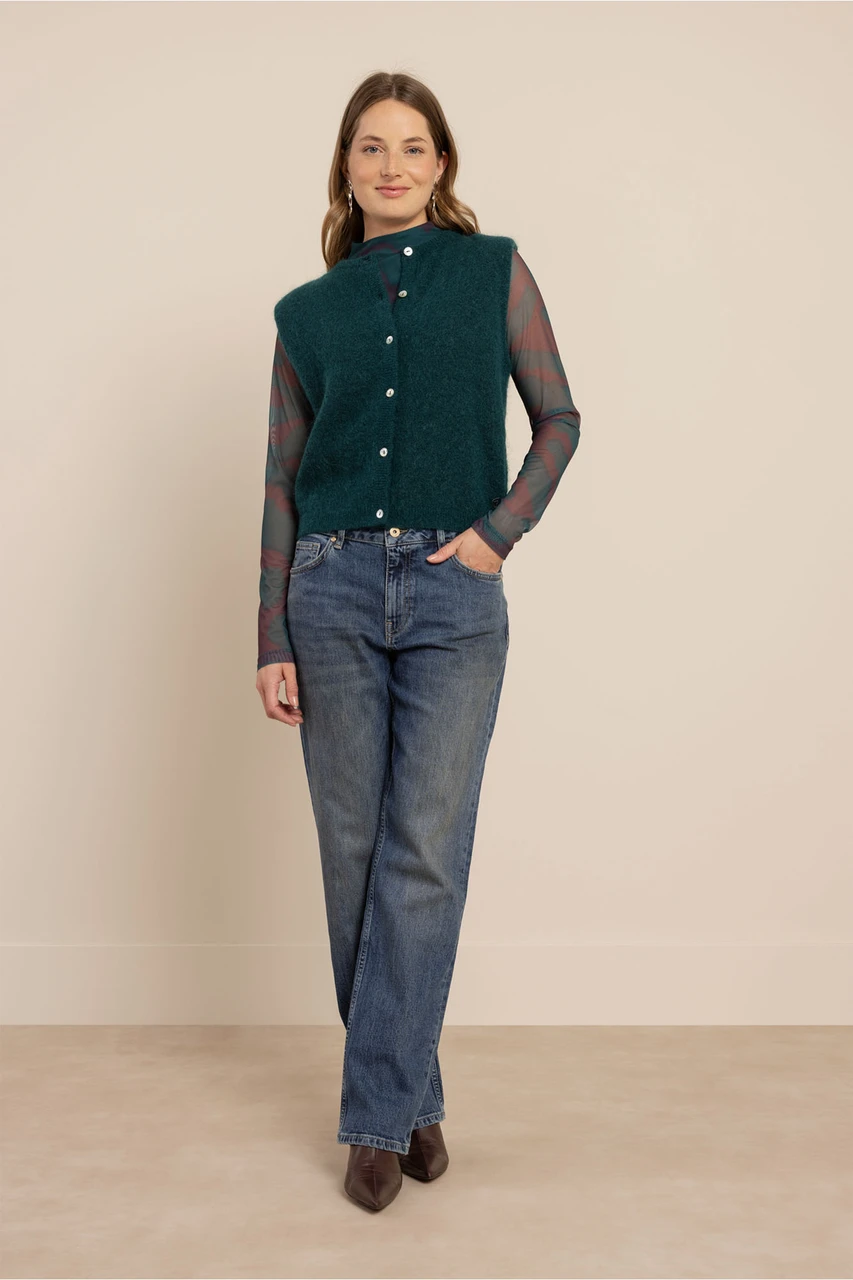 Studio Anneloes Sage Straight Denim Trousers Vintage Stone
